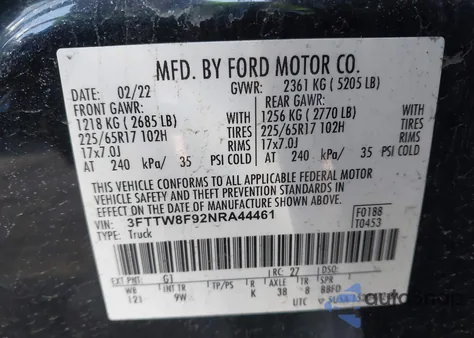 2022 Ford Maverick Xl z USA, uszkodzony, nr VIN 3FTTW8F92NRA44461